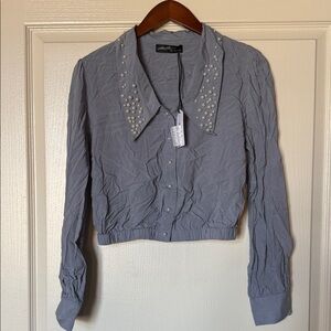 Women's Gray Button Down Shirt